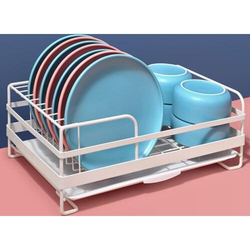 White Stand Metal with Painted Dish and Bowl Drying Rack Tray Tableware Dinnerware Storage Shelf Organizer Kitchen Accessories