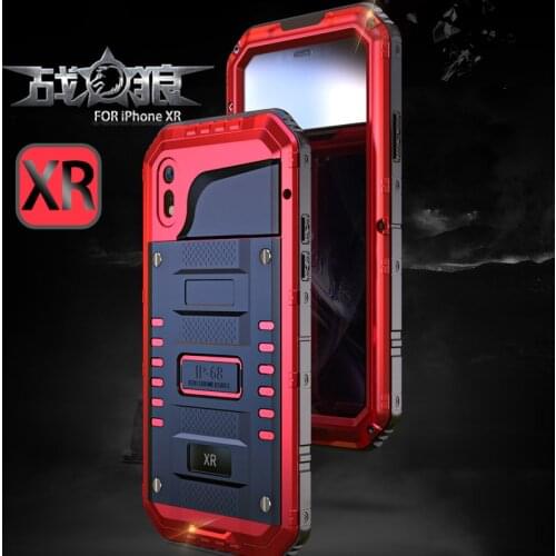 Wolf Series Three-proof Waterproof Anti-fall For iPhone XR XS X 6 6s 7 8 Plus SE 2020 SE2 Aluminum Alloy Metal Bumper Case Cover