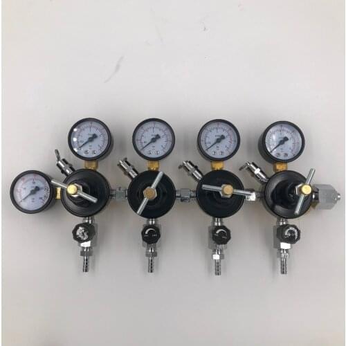 FOUR CO2 Gauge Regulator with Checkvalves, Homebrew CO2 Regulator, 0~2000psi, 0~60psi, CGA320