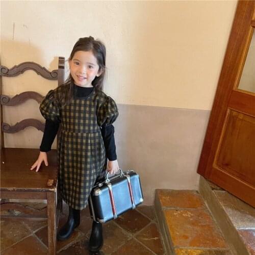 Girl Dress Kids Baby Gown 2021 Plaid Winter Autumn Plus Thicken Outwear School Toddler Long sleeve Uniform Children Clothing