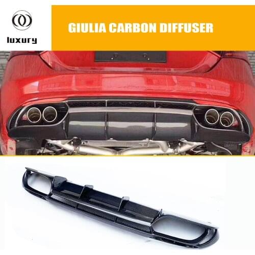 QV Style Giulia Carbon Fiber Rear Bumper Lip Diffuser for Alfa-Romeo Giulia 2017 2018 Auto Racing Car Styling Bodykit Diffuser