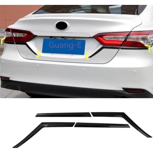 For Toyota New Camry XV70 2017 2018 2019 2020 Car Carbon Fibre Rear Tail Eyebrow Light Lamp Frame Stick Cover Trim