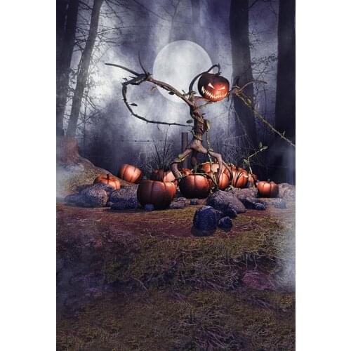 Halloween Photography Backdrops Strange Pumpkins Forest Backgrounds for Photo Studio Party Photo Shoot Vinyl Cloth 3D Customize