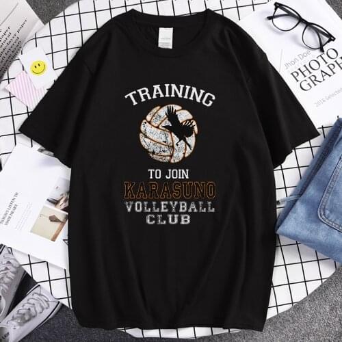 Haikyuu Karasuno Volleyball Club Prints Tshirt Male Cartoon Fit T-shirts Manga Casual Clothes Crewneck Oversized mans T Shirts