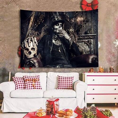Halloween Tapestry With Skull Print Background Hanging On The Bedroom Wall Home Decor Tapestry 95x73/130x150/150x150/150x200CM