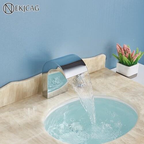 Chrome Bathroom Spout Waterfall Deck Mount Brass Bath Tub Faucet Accessory Replace Spout Bathroom Basin Faucet Spout