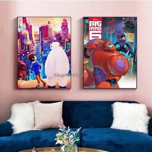Disney Canvas Painting Classic Modern Animation Big White Big Hero 6 Poster Prints Wall Art Pictures Kids Living Room Home Decor