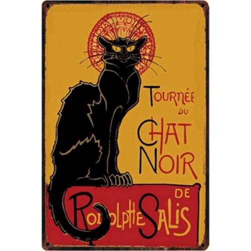 [ Kelly66 ] Black Cat Metal Sign Tin Poster Home Decor Bar Wall Art Painting 20*30 CM Size y-2162