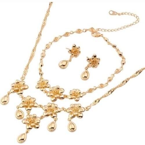 MxGxFam The Flower Classic Wedding Yellow Jewelry Sets 18 Gold-Color
