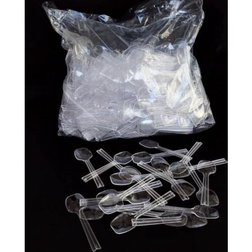 Kitchen Tableware Mini Disposable Spoons Plastic Clear Ice Cream Spoon Dessert Scoops 460pc/lot