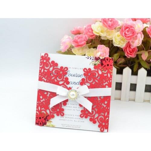 Laser cut peral paper invitation card for wedding