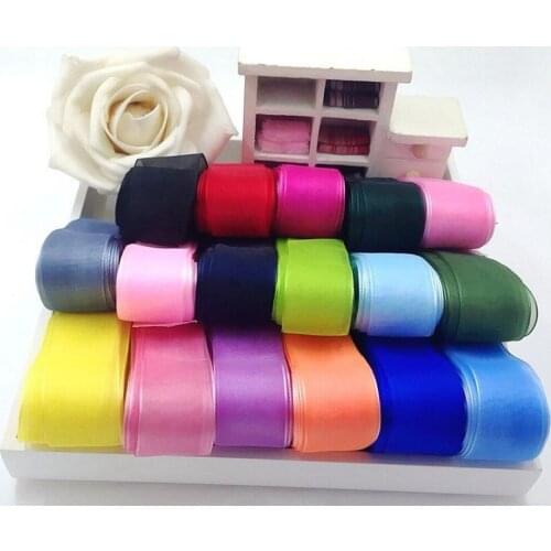 5m DIY head of hair accessories gift packaging material 25MM chiffon with satin Sheer Organza Ribbon belt