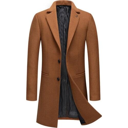 New Men Wool Blends Coats Winter High Quality Mens Wool Coats Luxurious Long Trench Coat Men Woolen Overcoat