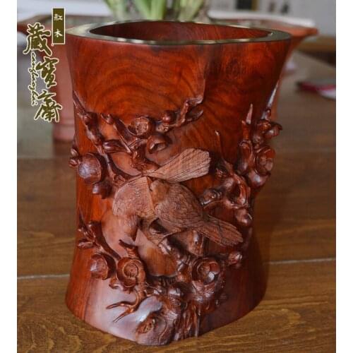 Wholesale and retail gift rosewood carved wood crafts penholder hi eyebrow pen a generation of fat