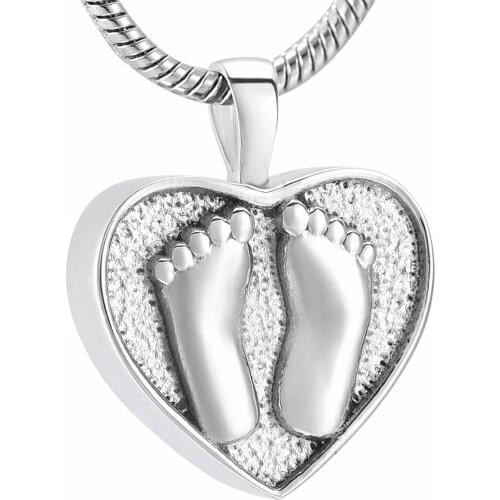 Memorial Jewelry Hold My Heart Baby Foot Pendant Cremation Urn Jewelry Necklace with Funnel Filler Kit Ashes Keepsake
