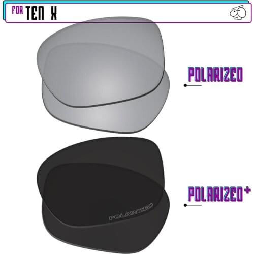 EZReplace Polarized Replacement Lenses for - Oakley Ten X Sunglasses - BlackP Plus-Silver P