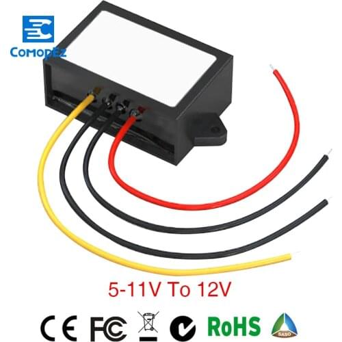 Power Supply Converter DC/DC Step-up 5V(5-11V) to 12V 4A Waterproof Control Car Module Low Heat Auto Protection Size 58*40*22mm