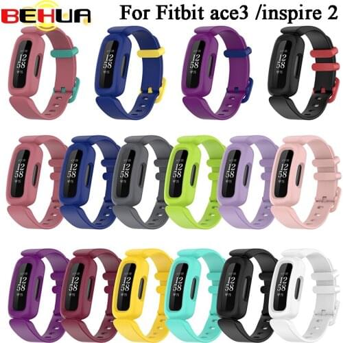 BEHUA Silicone Strap For Fitbit Ace3 Smart Bracelet Replacement Watch Band For Fitbit Inspire 2 Wristband with Case Accessories