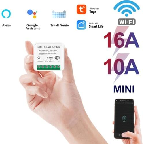 16A 10A Mini Smart Wifi DIY Switch Support 2 Way Control Works with Alexa Google Home Smart Life App interruptor inteligente