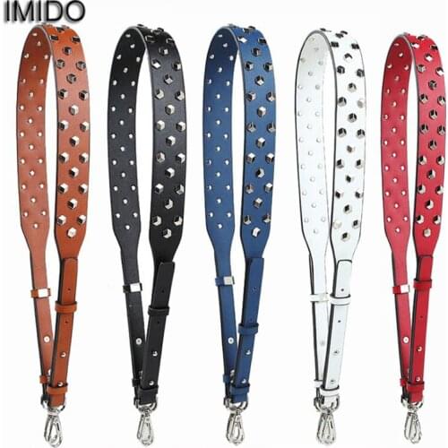 IMIDO Rivet Women replacement straps pu leather shoulder belt bag handbag accessories parts for Crossbody bags ornament STP145