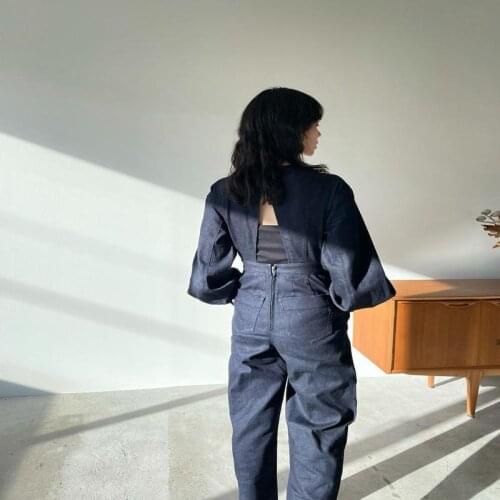 Takading Crane Matsumoto Naihui Japanese 2021 New Autumn Winter Harajuku Loose Look Work Clothes Cowboy Jumpsuit