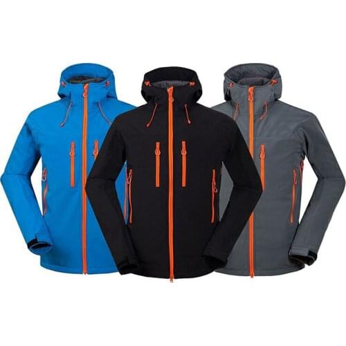 Winter Outdoor Male Soft shell Windbreaker Jacket Waterproof Thermal Mountain Climbing Sports Anti-UV Breathable Fleece Jacket