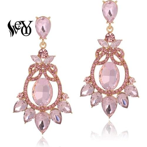 VEYO Elegant Luxury Crystal Drop Earrings for Women Round AAA Rhinestone Drop Earrings Fashion Jewelry New Arrival