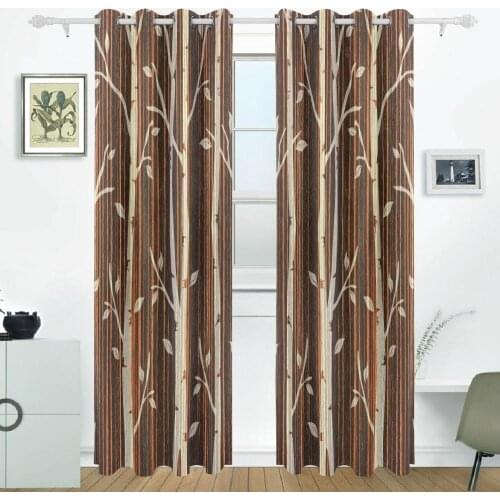Trees Curtains Drapes Panels Darkening Blackout Grommet Room Divider for Patio Window Sliding Glass Door 55x84 Inches