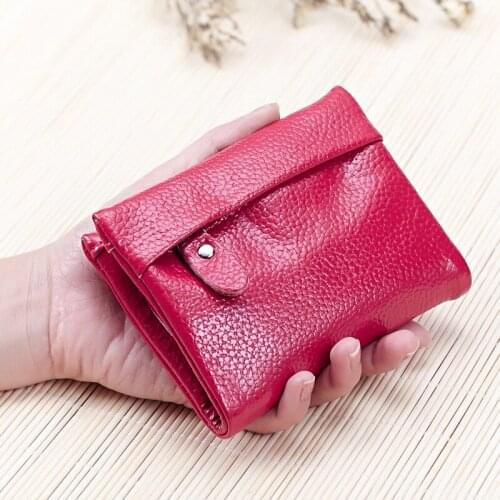 Genuine Leather Women Hasp Wallets Ladies Small Purse Female Zipper Short Wallet For Coins Thin Mini Solid Purses Coin Pocket