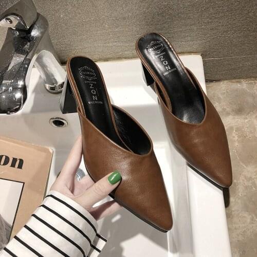 LLOGAI Nice New Women Concise Vogue Ankle Shoes Woman Pointed Toe Square heel High Heels summer wedding shoes zapatos de mujer