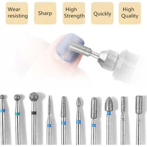 10pcs Nail Drill Milling Cutter Nail Art Drill Bit Portable Cuticle Clean for Manicure Nail Files Electric Mills Burr Grinder T