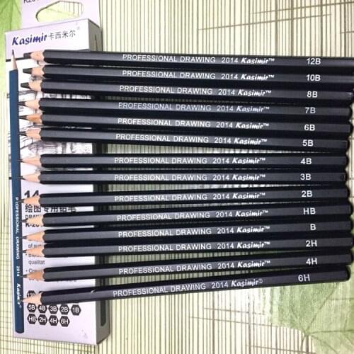 14pcs/lot wooden pencil professional drawing pencils set HB 2B 3B 12B for school children drawing graphite pencil art sketch set