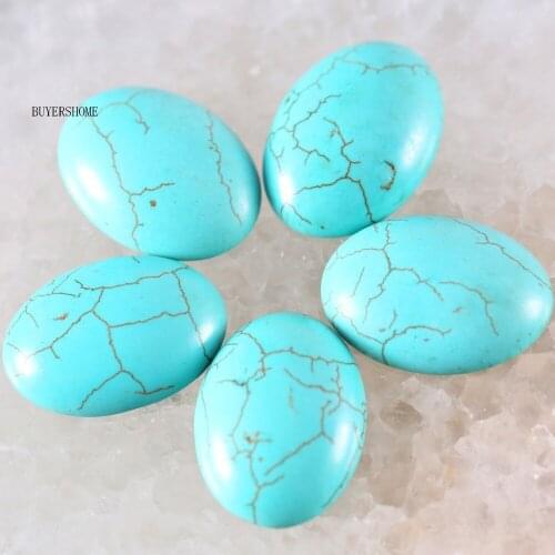 18x25MM&15x20MM Oval CAB Cabochon 5Pcs Natural Stone Bead For Making Necklace Bracelet Earrings Green Howlite K550