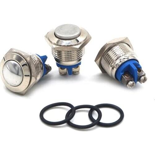 19mm Stainless Steel Waterproof IP67 anti Vandal Momentary Push Button Doorbell switch Screw Terminar