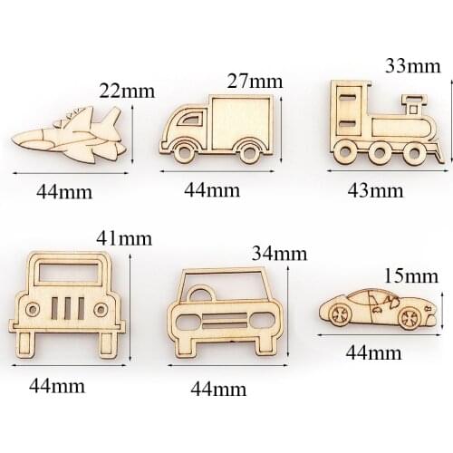 30Pcs DIY Cartoon Transportation Car Natural Wooden Chips Decorative Embellishments Crafts Scrapbook Hand-made Graffiti Buttons