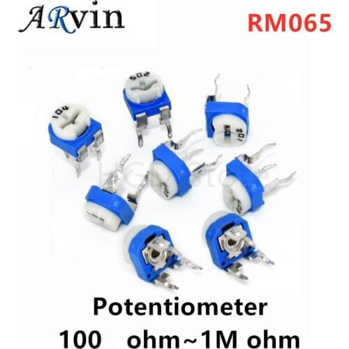 50Pcs RM065 RM-065 100 200 500 1K 2K 5K 10K 20K 50K 100K 200K 500K 1M ohm Trimpot Trimmer Potentiometer variable resistor