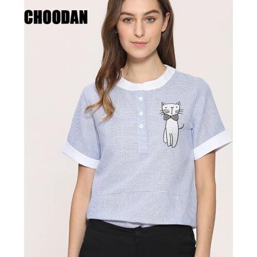 CHOODAN Women's Shirts With Embroidery