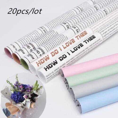 Florist Gift Bouquet Wrapped Paper Vintage Kraft Paper English Newspaper Flower Wrapping Paper Flower Packaging Material