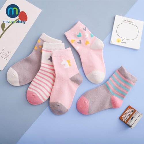 10 Pcs/Lot Unicor Star Strip Cotton Knit Warm Childrens Socks For Girls New Year Socks Kids Womens Short Socks Miaoyoutong