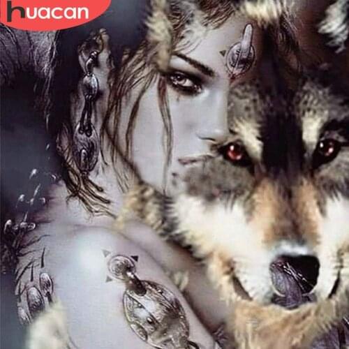 HUACAN Diamond Painting 5d Wolf Animal Full Square/Round Drill Diamond Embroidery Sale Woman Handicraft Home Decor