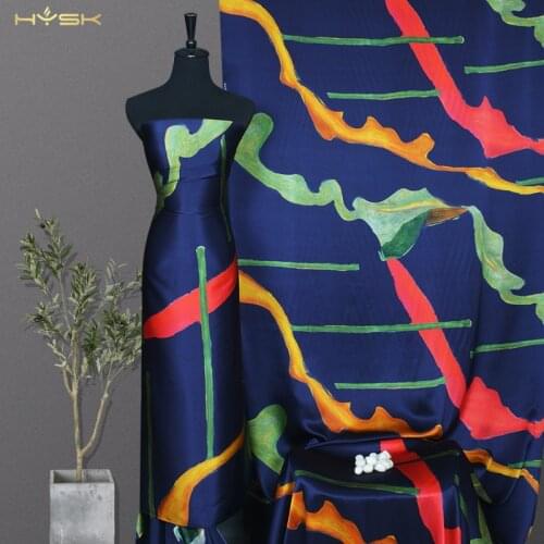 HYSK 100%pure tulle silk crepe satin fabric Geometry art amazing elegant custom digitial printed mulbery silk by the meterE2335
