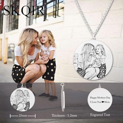 Customized Family Photo Necklace for Women Men Engraved Name Text Stainless Steel Mom Pictrues Charm Chain Necklace GIft
