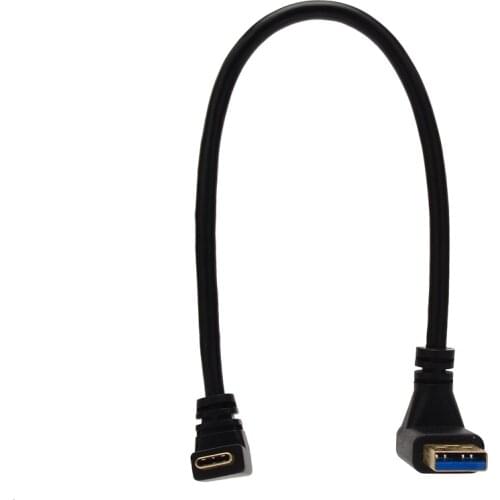 Double Elbow Type C Data Cable To USB3.0 Mobile Phone Charging Transmission , Up, Down, Left and Right Bend Straight Short Cable