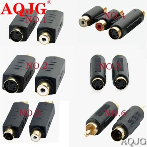1pcs 4 PIN S-VIDEO female To male RCA AV Plug Cable Male to Female Mini TV Plug Adapter Composite Video Extension Converter