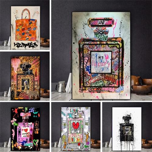Graffiti Perfume Street Art Canvas Print Painting Wall Picture Modern Fashion Women Living Room Home Decoration Poster