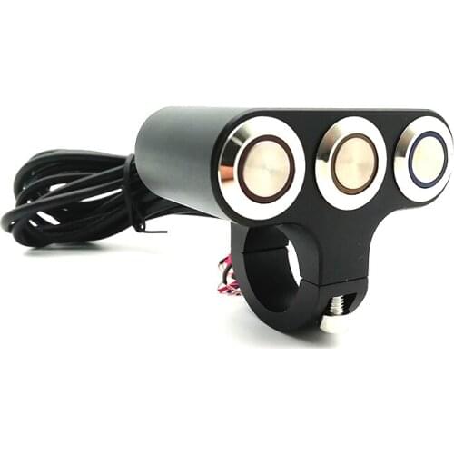 Motorcycle 7/8" Handlebar Switch Push ON/OFF 3 LED Buttons for Fog Light Speaker