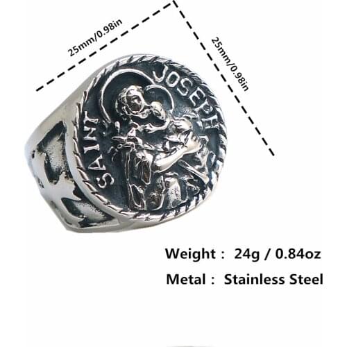 Unisex 316L Stainless Steel Catholicism St. Joseph Newest Ring