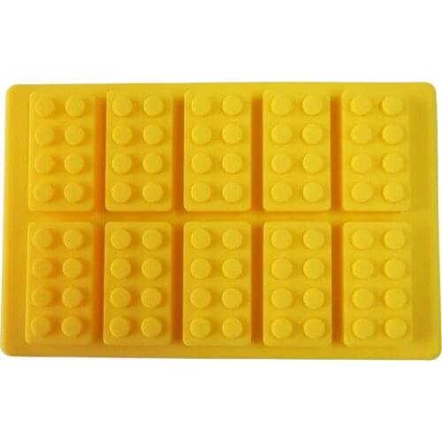 Blocks Shaped Silicone Ice Mold 10 Bricks Ice Cream Tools Cream Tubs Chocolate Mould Silicone Cake Mold Baking Tools