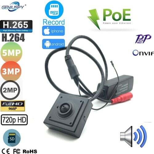 HD Onvif Audio POE Mini IP Camera Micro SD TF Card Slot Network IP Cam Webcam For Home Support Andriod Iphone Surveillance