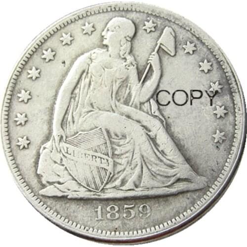 US Coins 1859 P/O Seated Liberty Dollar copy Coins Silver Plated